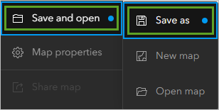 Save as on the Save and open options