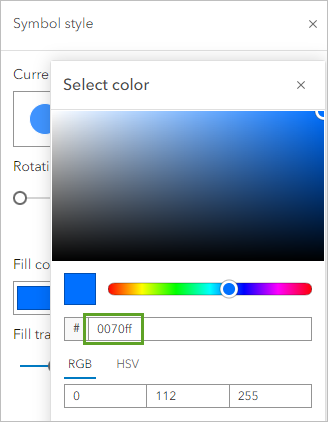 Symbol color set to blue
