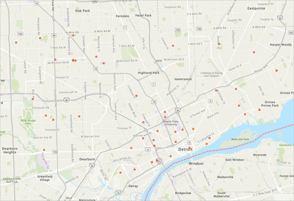 Data visualized on the map