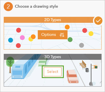 Select button for 3D Types under Choose a drawing style
