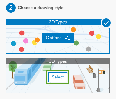 Select button for 3D Types under Choose a drawing style