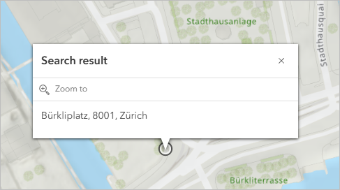 Pop-up of search result