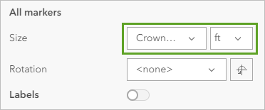 All markers section with Size set to Crown Height ft