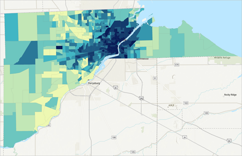 Resulting ChildAsthmaIndex_Disaggregated layer added to the map