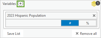 Add button next to Variables in the Enrich with Disaggregated Demographic Data tool pane
