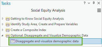Disaggregate and visualize demographic data in the Tasks pane