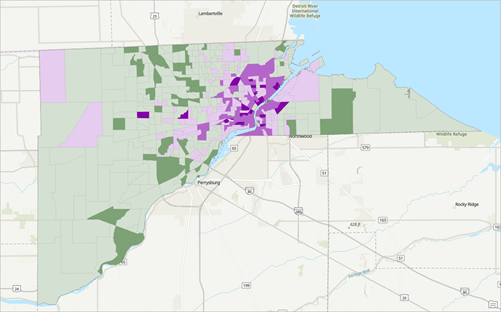 The ChildAsthmaIndex - Standard Deviation Classes layer on the map