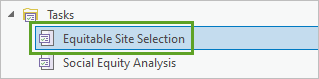 Equitable Site Selection under Tasks in the Catalog pane