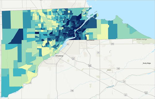 The ChildAsthmaIndex - Quantile Classes layer visible on the map