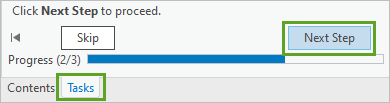 Tasks tab and the Next Step button at the bottom of the Tasks pane