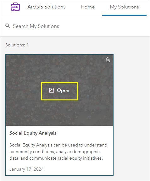 Open the Social Equity Analysis solution