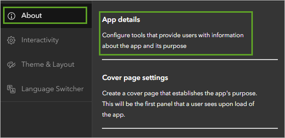 Location details in the About pane