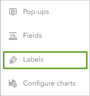 Labels on the Settings toolbar