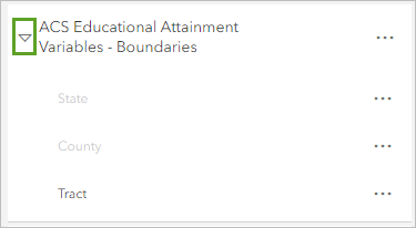 Expand arrow for the ACS Educational Attainment Variables - Boundaries group layer