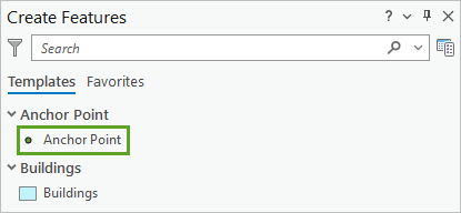 Anchor Point feature in the Create Features pane