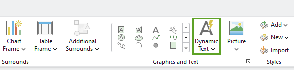 Dynamic Text button on the ribbon