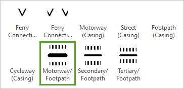 Motorway/Footpath symbol in the Symbology pane gallery