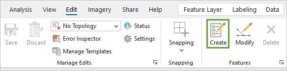 Create button on the Edit tab