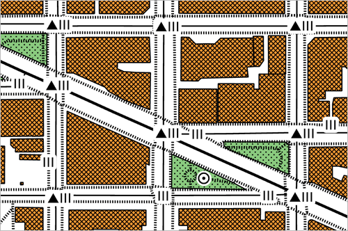 Map with a single symbol for each intersection