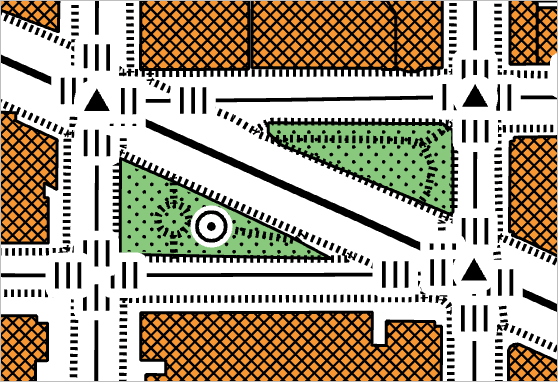 Map with tactile mapping symbols