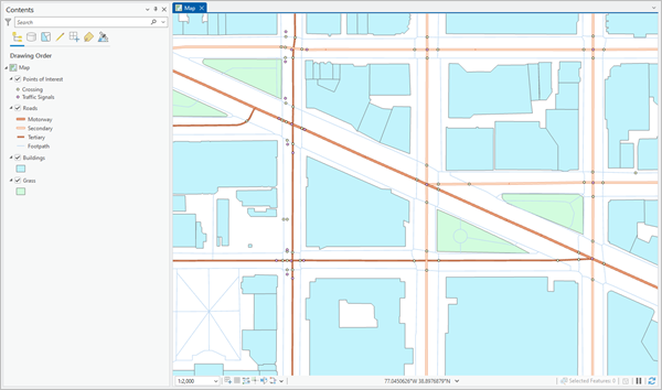 Default map and Contents pane in the project