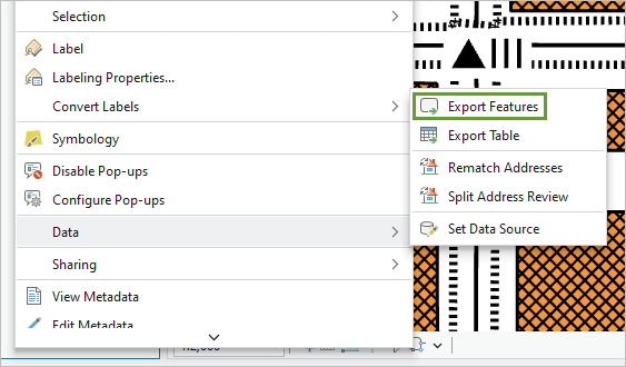 Export Features option in the Data menu