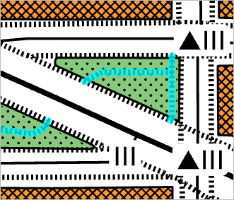 Selection of footpaths in the park to the northwest
