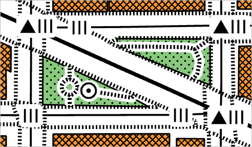 Map of Murrow Park with casings around park footpaths
