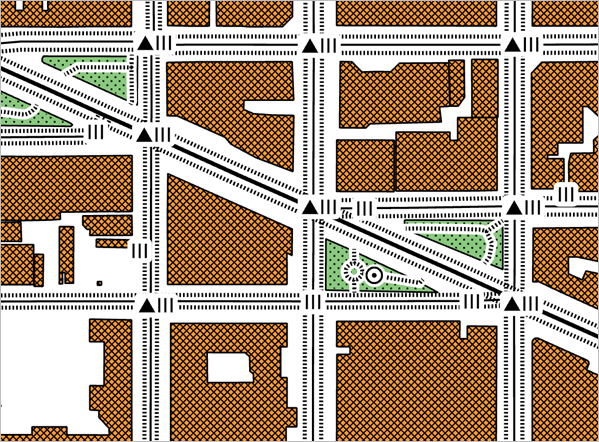Final map with combined road and footpath symbols