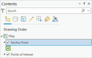 Default Anchor Point symbol in the Contents pane