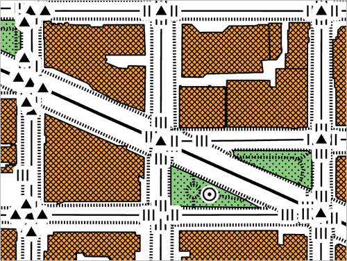 Map with dissolved buildings