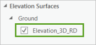 Elevation layer in the Contents pane