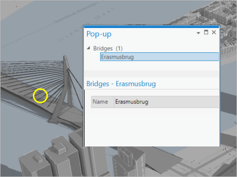The pop-up now contains only the name of the bridge.