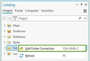 Add Folder Connection option