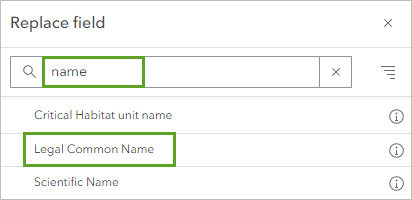 Search for name and attribute Legal Common Name located in the Replace field window.