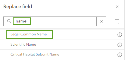 Search for name and attribute Legal Common Name located in the Replace field window.