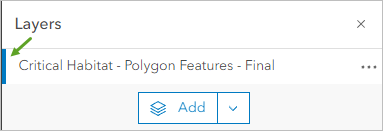 Critical Habitat layer selected in the Layers pane