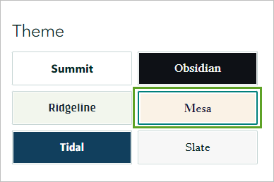 Mesa theme in the Design pane