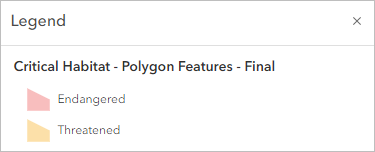 Legend for the Critical Habitat - Polygon Features - Final layer