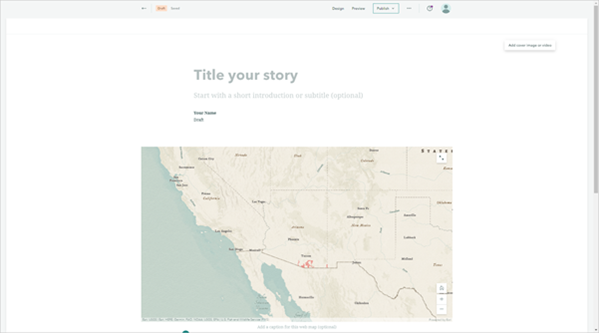 Story editor opens with your map already added.