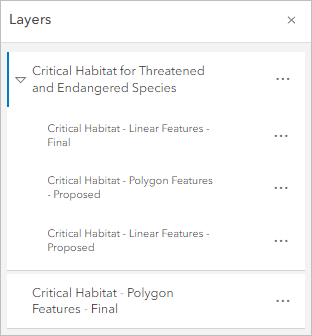 Critical Habitat - Polygon Features - Final layer is moved out of the group layer
