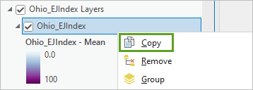 Copy button for the Ohio_EJIndex layer