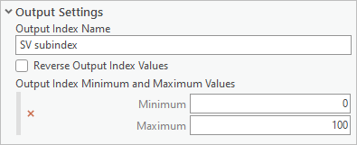 Output Settings entered in the Calculate Composite Index tool pane
