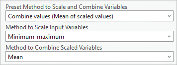 Preset Method to Scale and Combine Variables set to Combine values (Mean of scaled values)