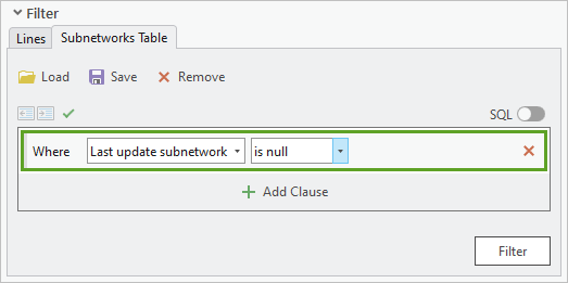 Subnetworks Table filter expression