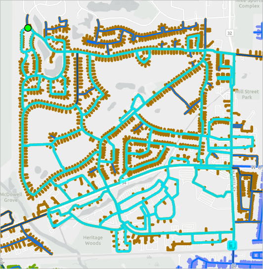 Selected features in the northwest corner of the map