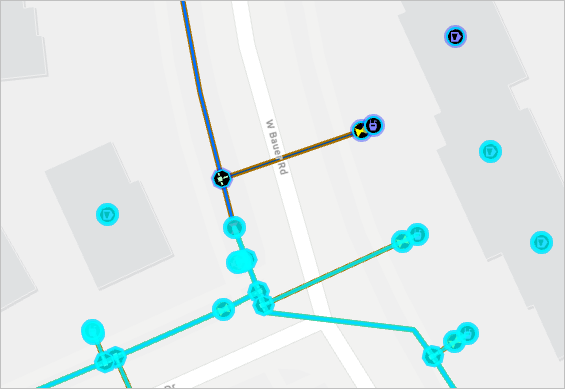 Selected features south of the valve