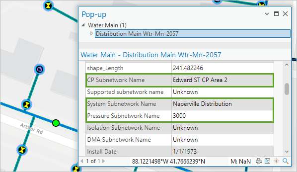 Subnetwork Name attribute values in the pop-up