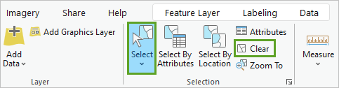 Select and Clear buttons on the ribbon