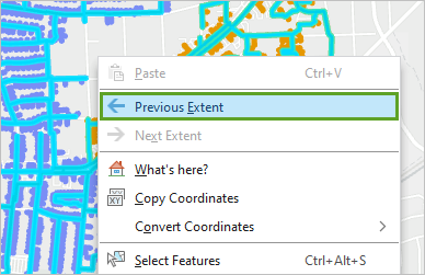 Previous Extent option in the map's context menu